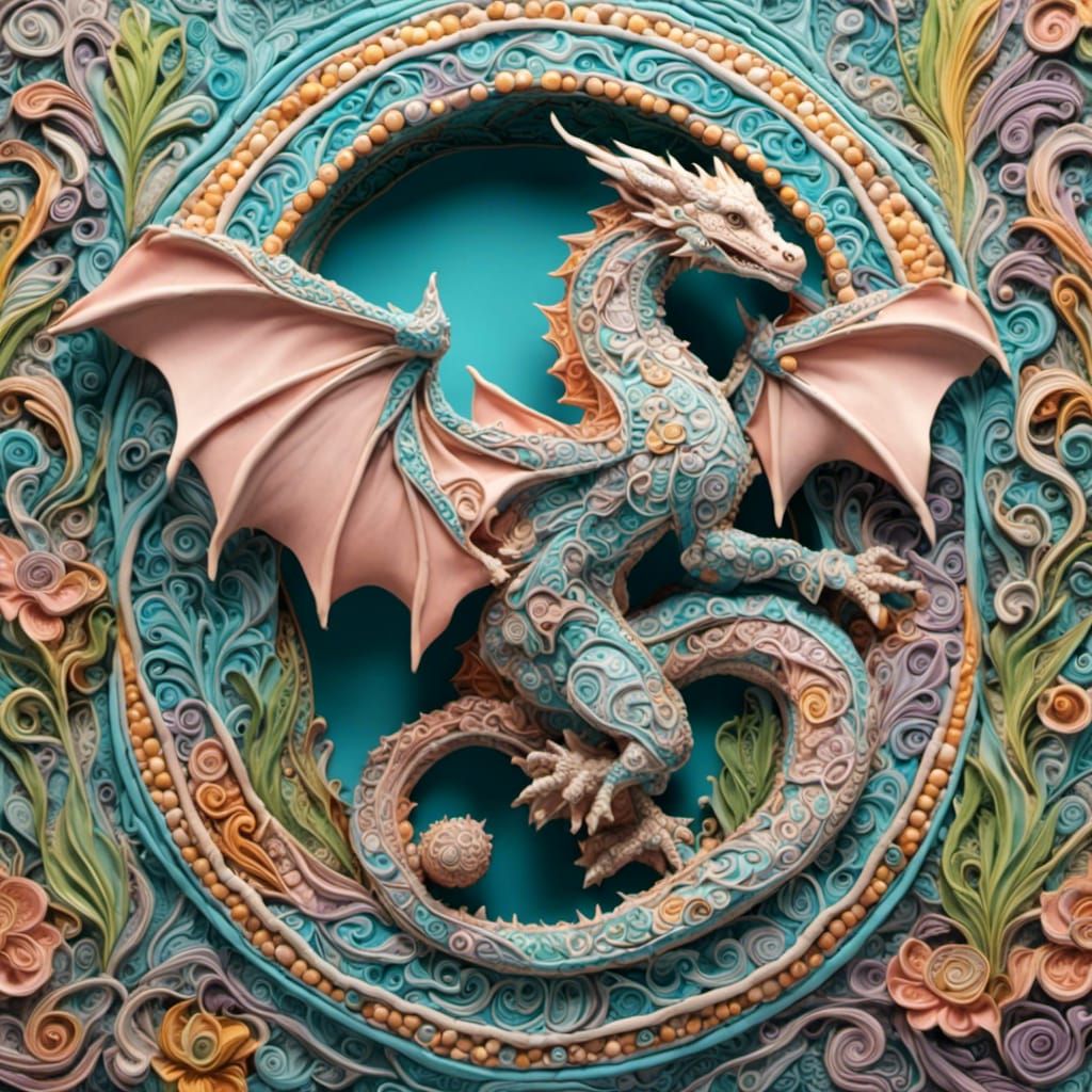 Pastel Baby Dragon in Romanesque Style