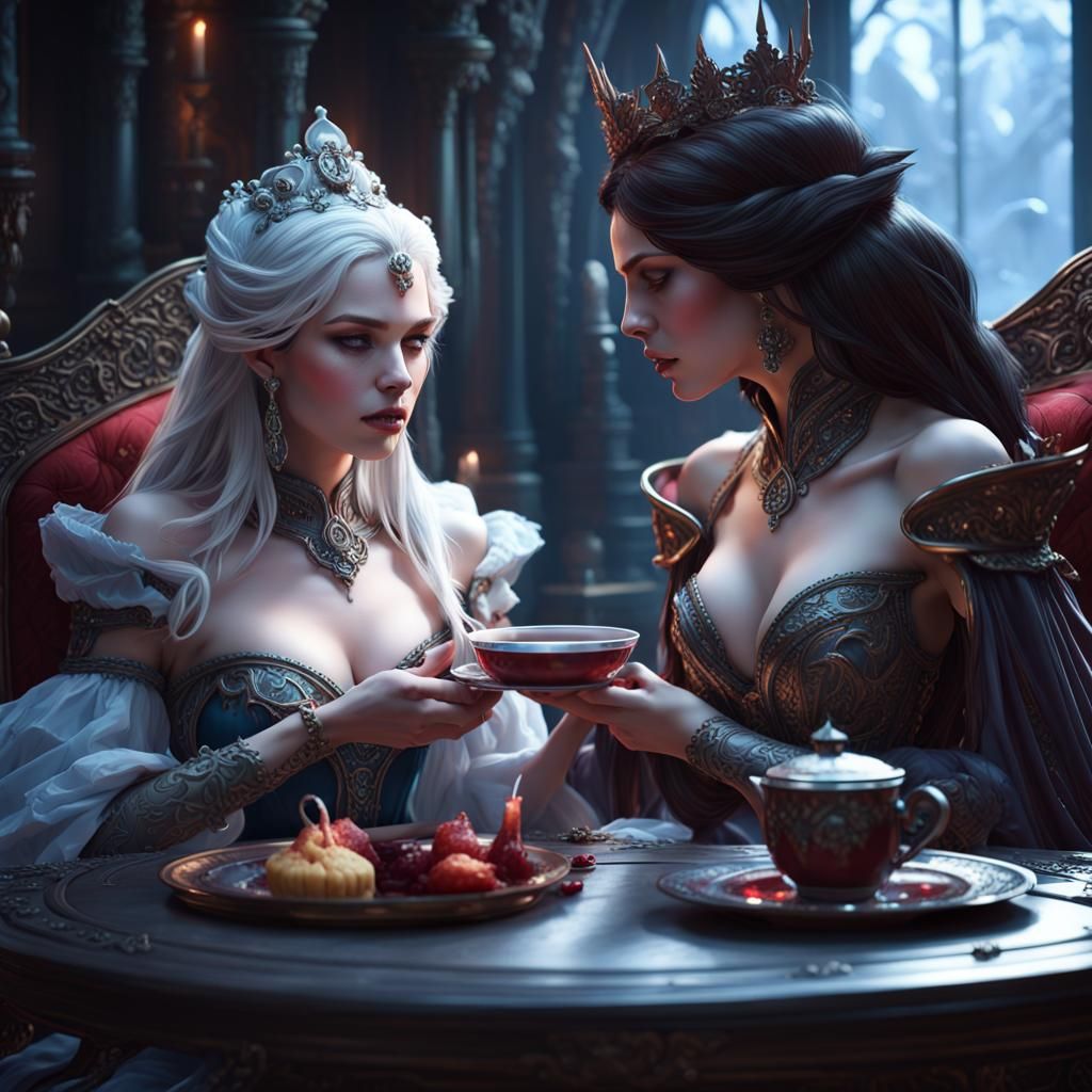 Anime Ice Princess and Vampire Empress Tea Party