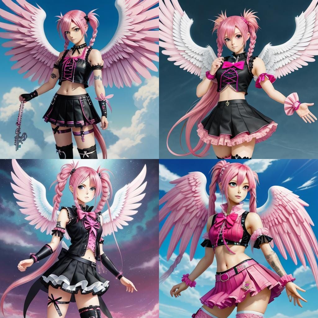 Punk Angel with Braids in Anime Style