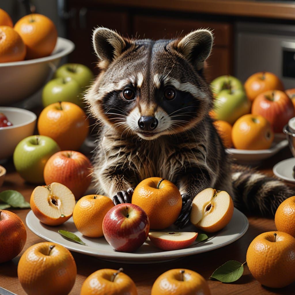 Whimsical Kitchen Encounter in Cinematic Style