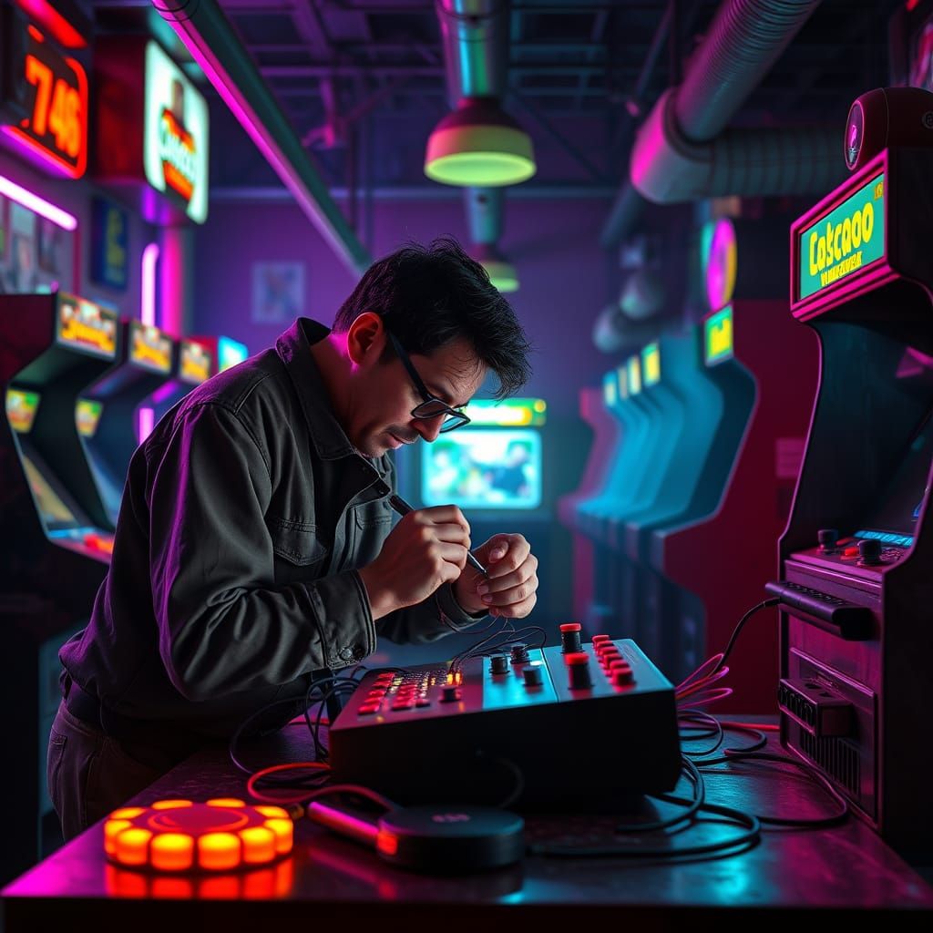 Inventor in Neon Arcade Workshop