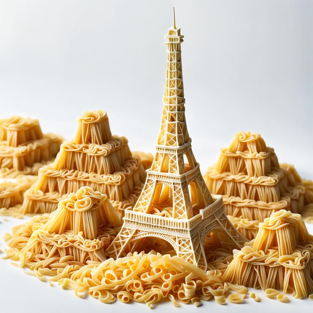 Eiffel Tower made of pasta