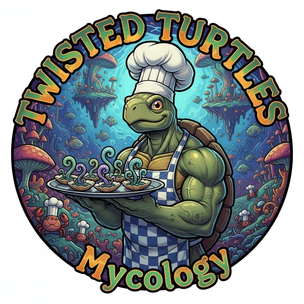 Twisted Turtles Mycology: Cartoon Chef Logo