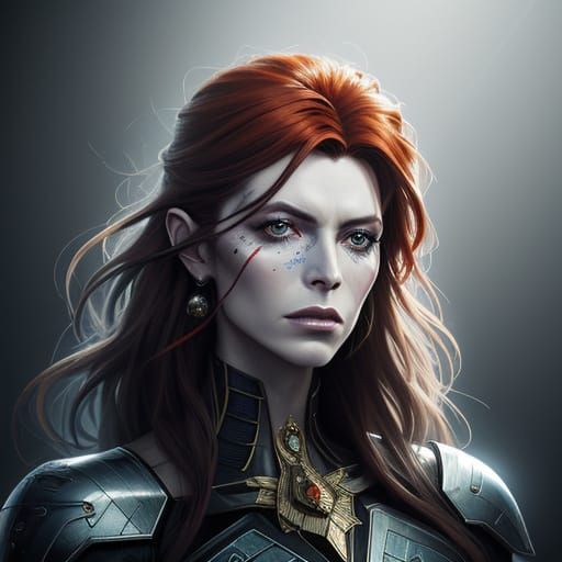 Woman as David Bowie in Dynamic Concept Art Portrait