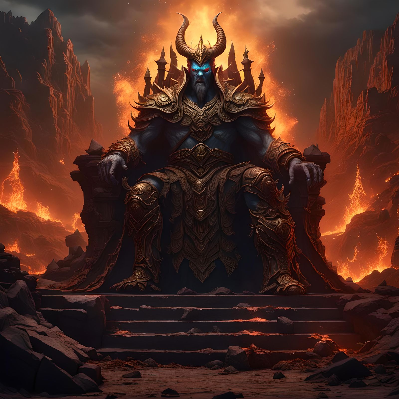 Hades, God of Hell, in His Desolated Kingdom