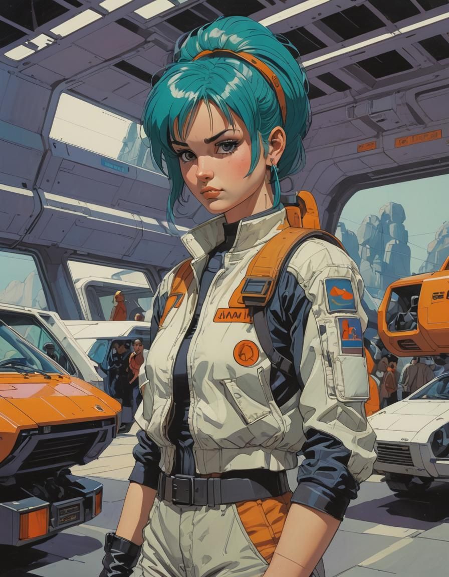 Bulma in Syd Mead's Visionary Style
