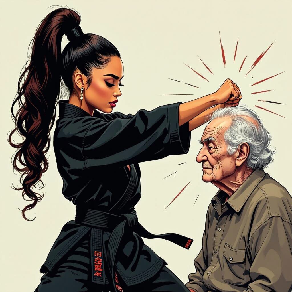 Ariana Grande Karate Chop in Frazetta Style