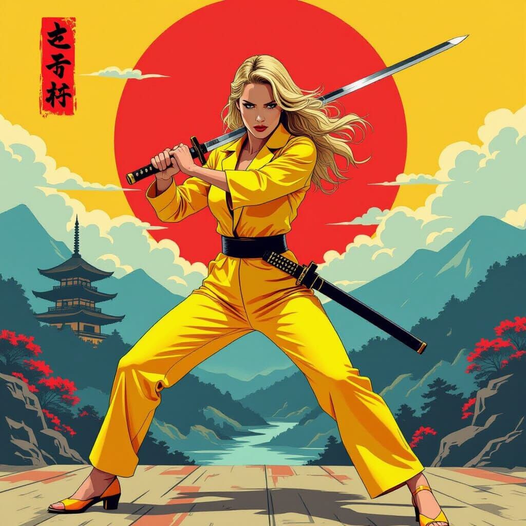 Uma Thurman as The Bride in Tarantino Style