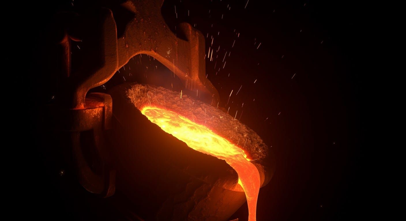 Dramatic Molten Metal Sparks in Hyperrealistic 3D Render