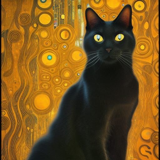 A cat in the style of Klimt
