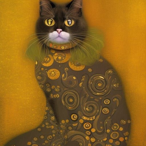 Cat Portrait in the Style of Klimt