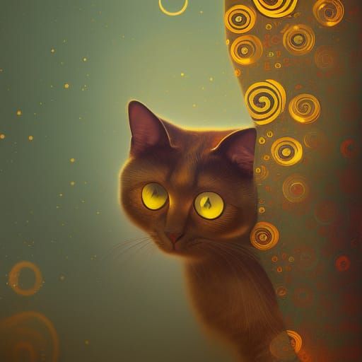 Cat Portrait in the Style of Klimt