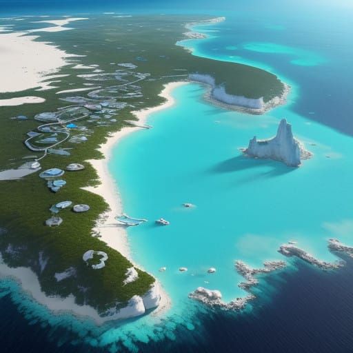 Surreal Eleuthera Bahamas in Epic 3D Game Cinematic Style