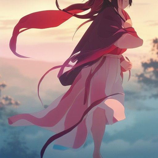 Yae Miko in Studio Ghibli Anime Style