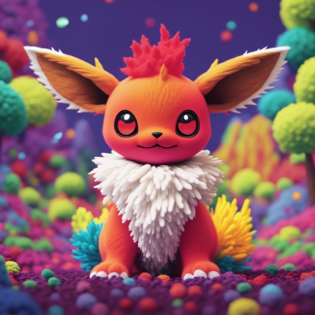 Pokemon Eevee in Colorful Fractal Precisionism