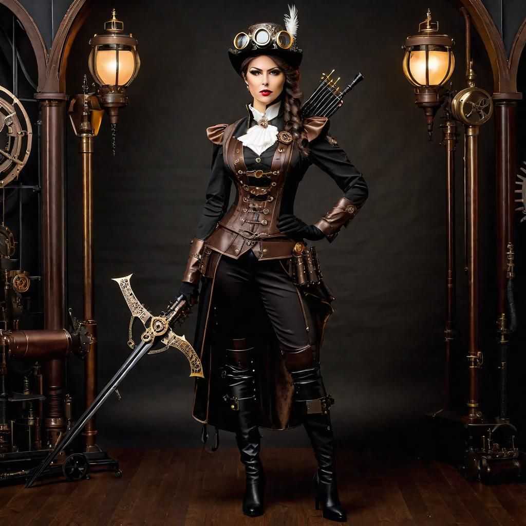 Steampunk Victorian Vampire Hunter with Crossbow