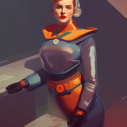 1950s Sci-Fi Heroine Portrait in 8K