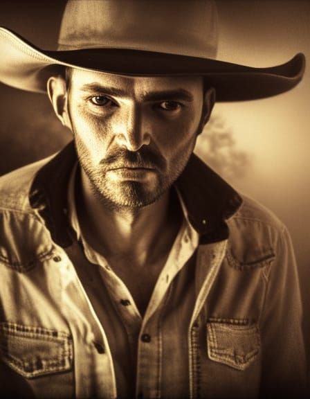 Cowboy Poker Player Portrait in Detailed Matte Painting