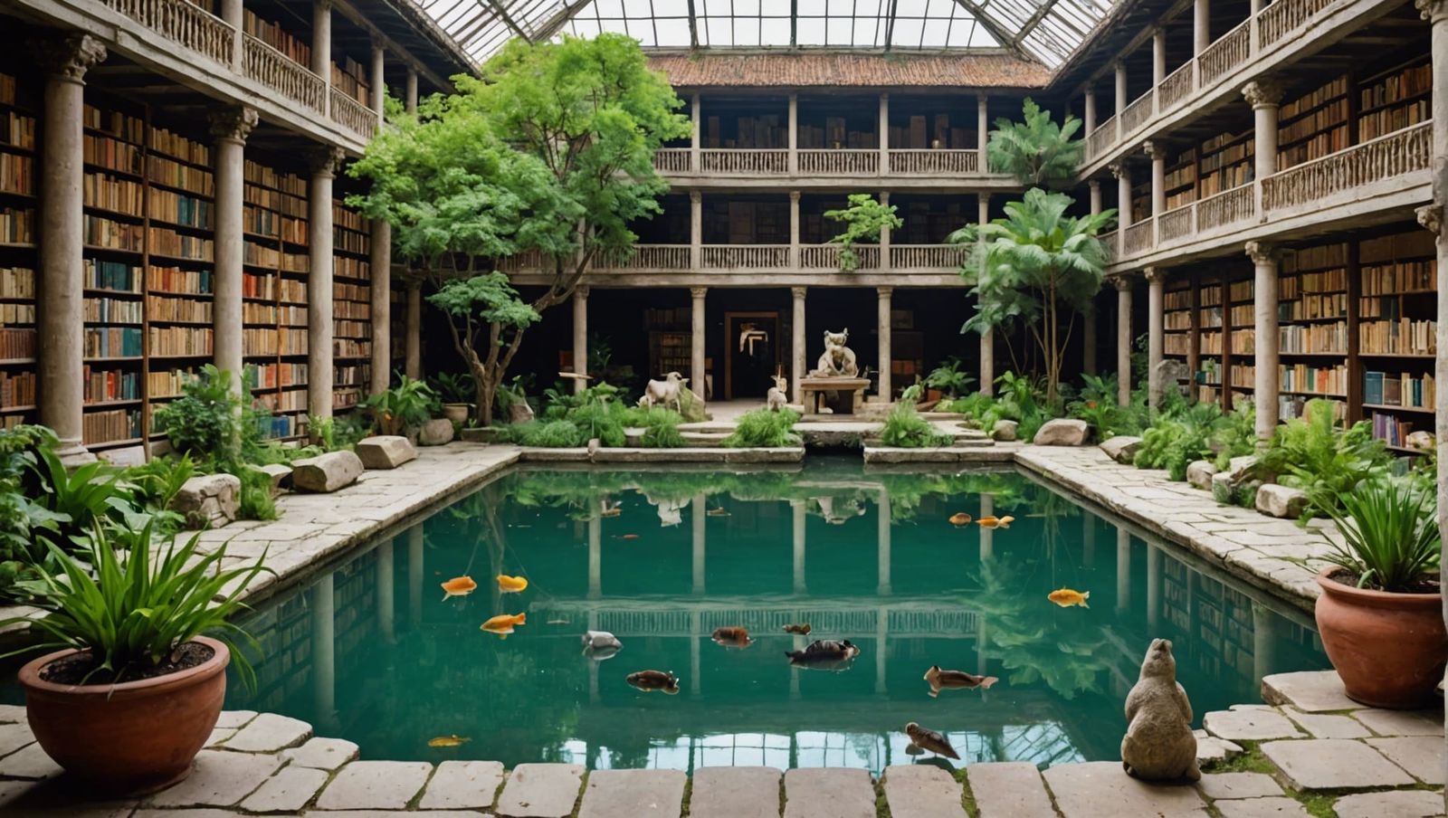 Harmonious Ancient Literary Zoo with Wild Books