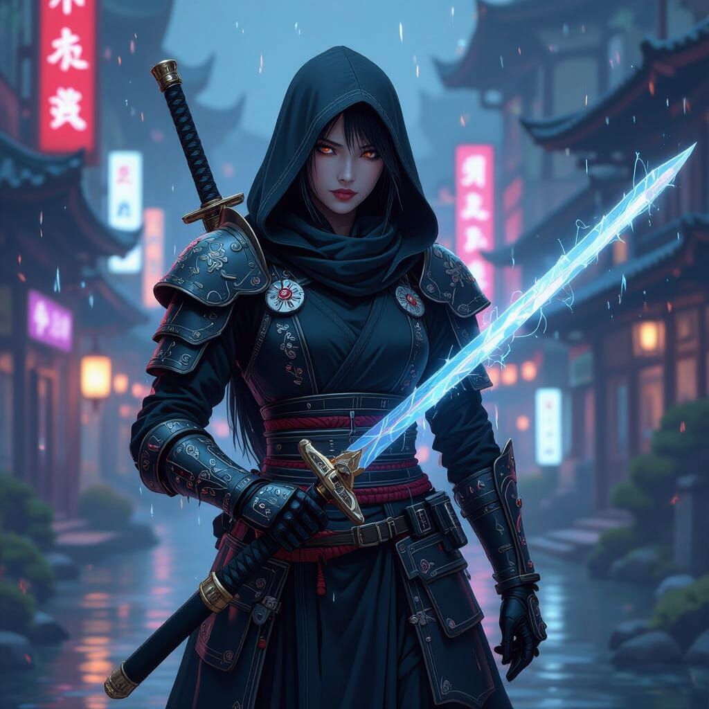 Elegant Woman in Serene Landscape, Inspired by Pop Art