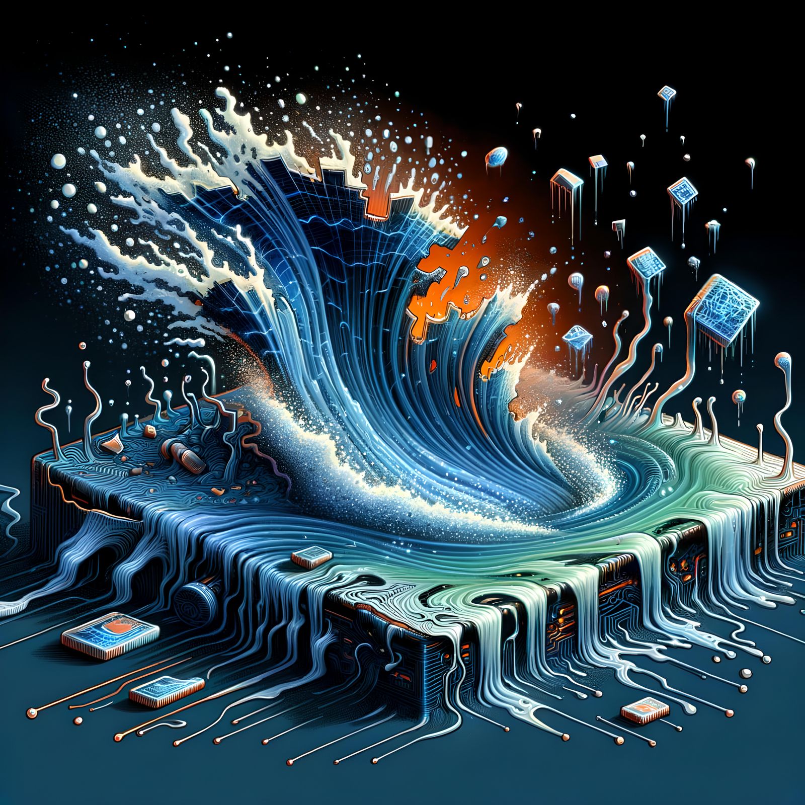 Broken Hologram Implosion: Abstract Technology Destruction