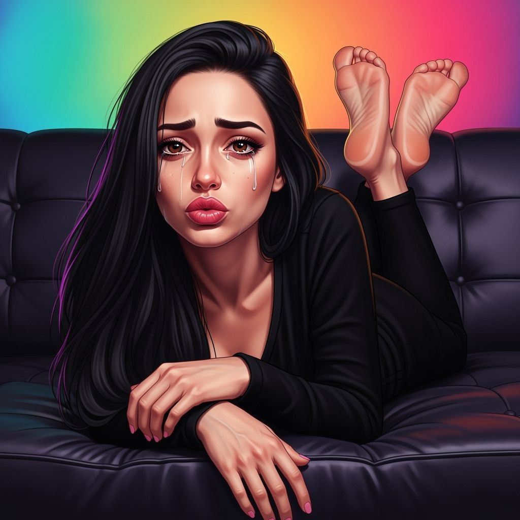 Grieving Woman in Hyperrealistic Art Style