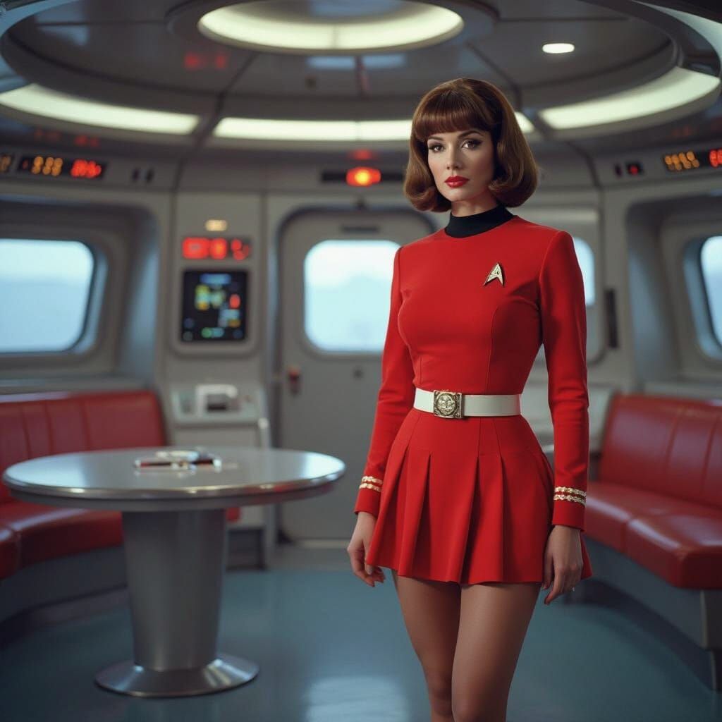 Star Trek Officer in Red Uniform on USS Enterprise