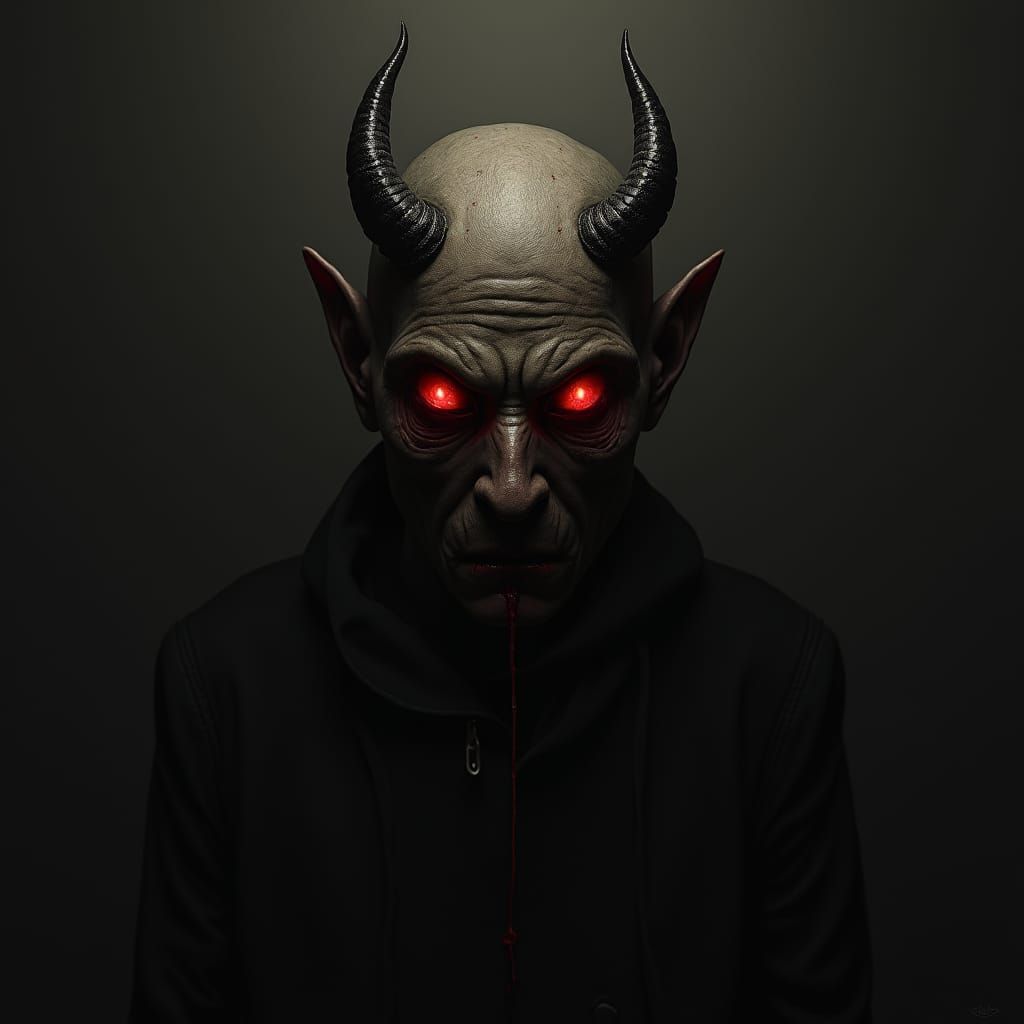 Ominous Demon Face in Dark Surrealist Style