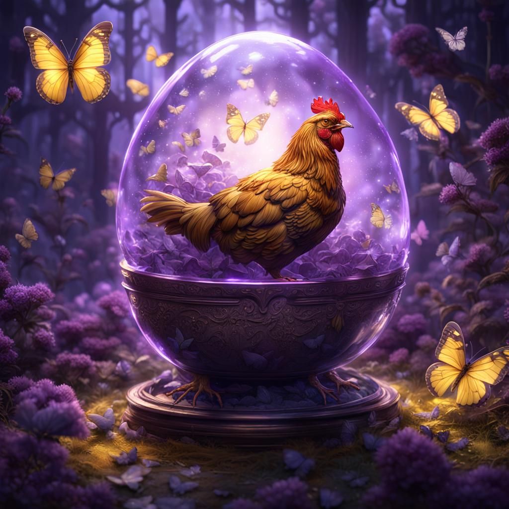 Hen Lays Butterfly Egg: Dark Fantasy Concept Art