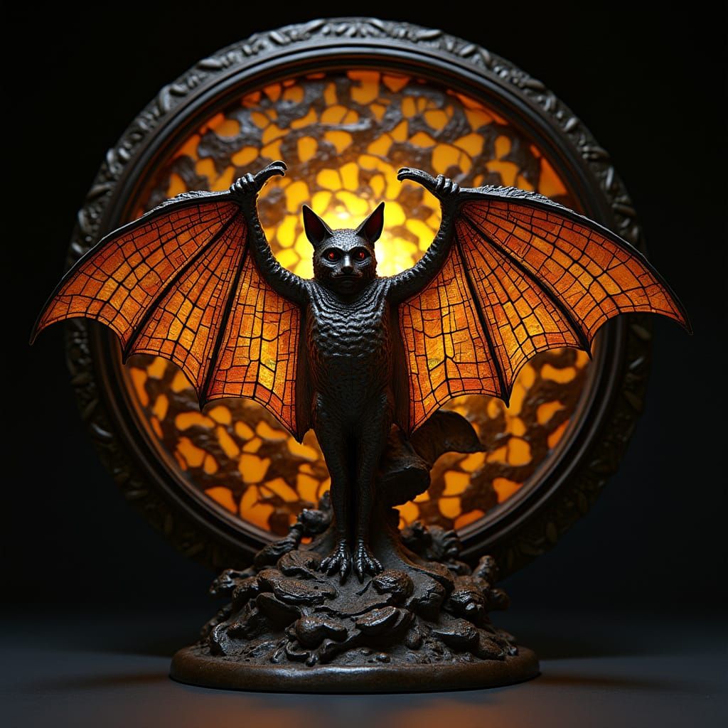 Ethereal Glass and Metal Sculpture Illuminated from Within