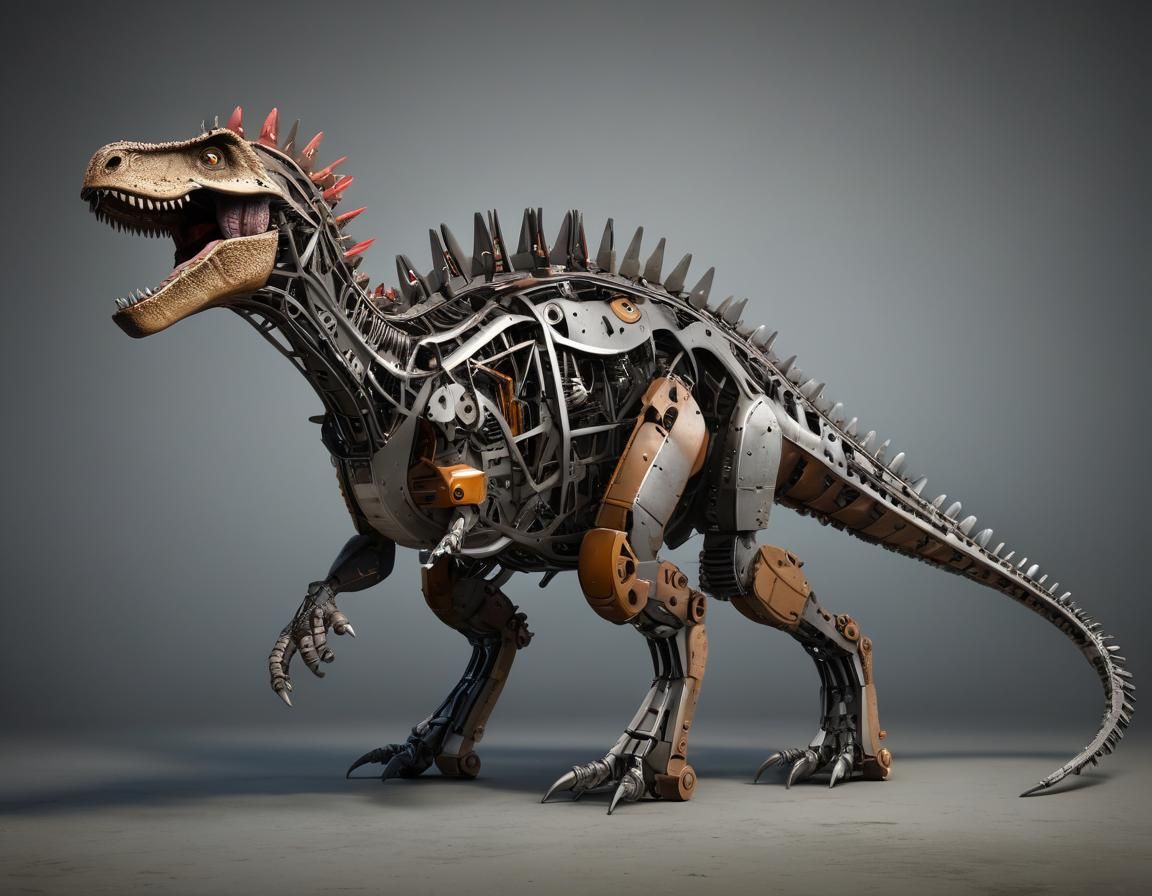 Erector Set Dinosaur Sculpture in Photorealistic Detail