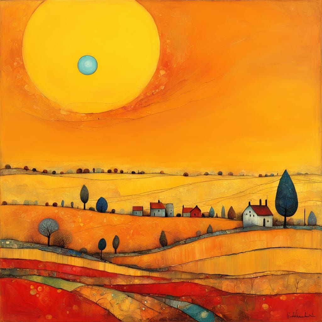 Textured Encaustic Painting Inspired by Naive Art