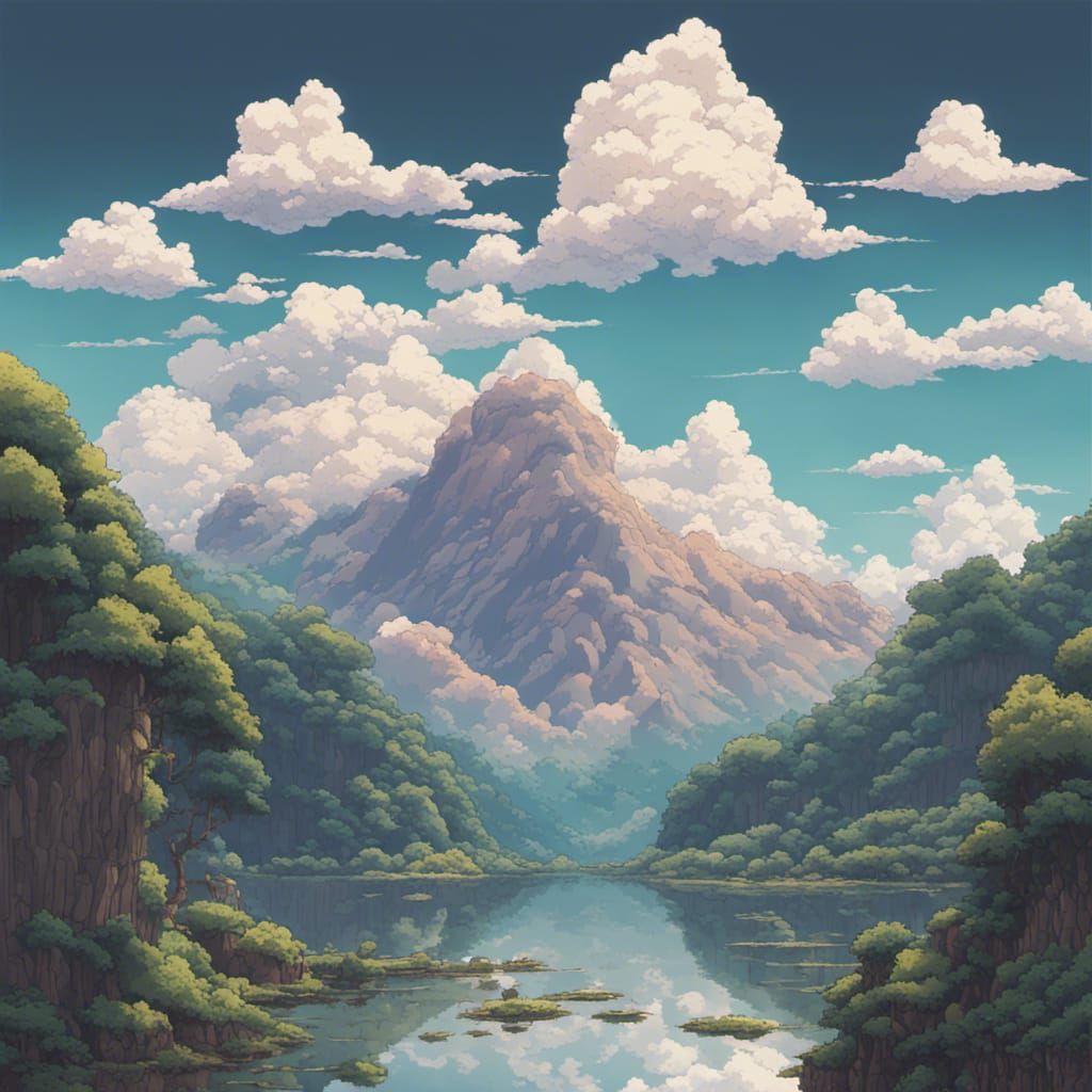 Cinematic Mountain Range in 8-Bit Pixel Art Style