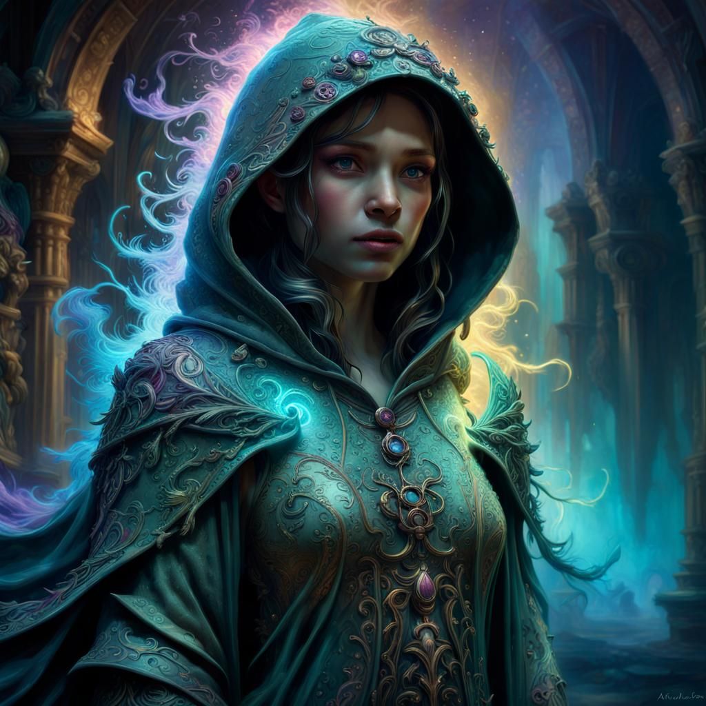 Beautiful medieval sorceress