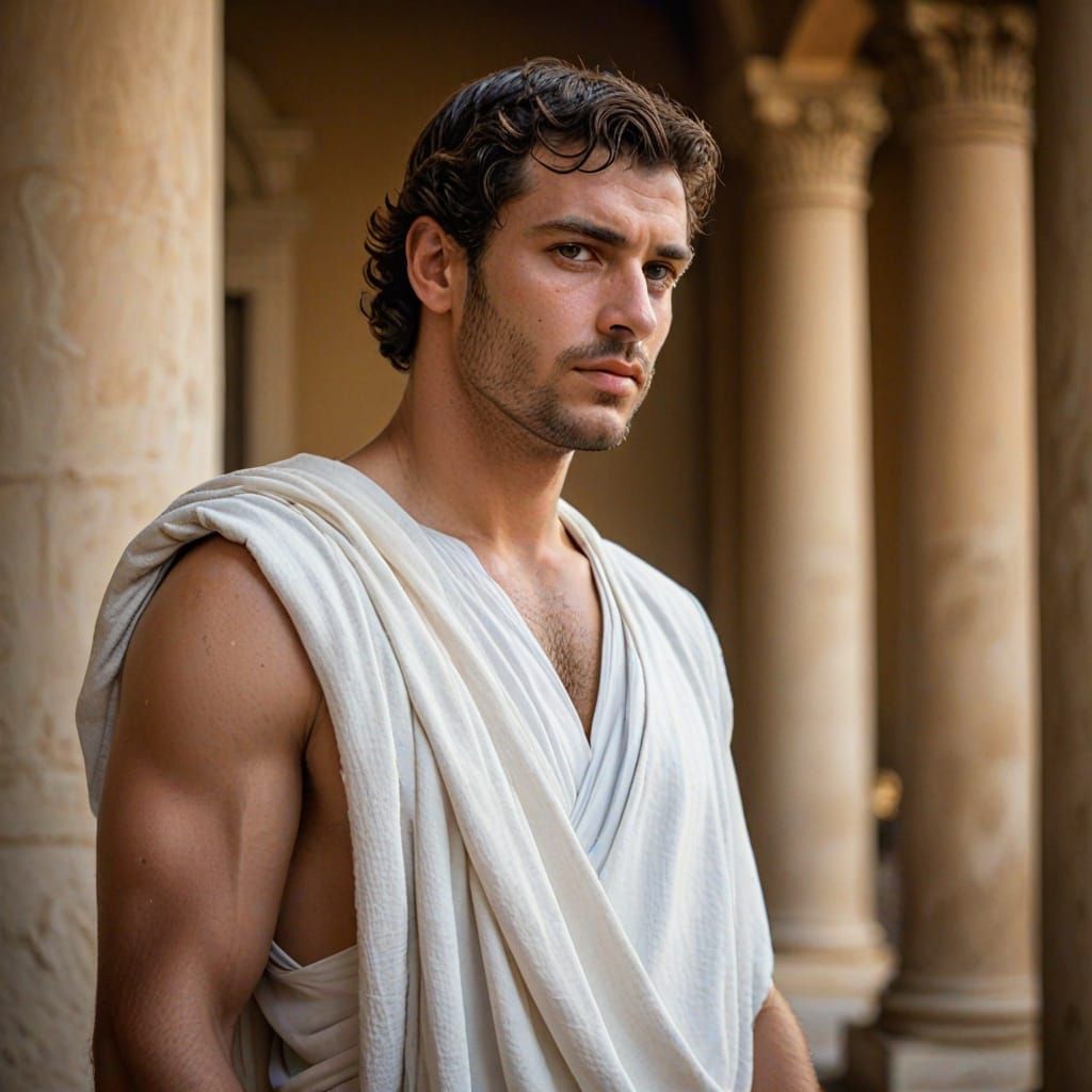 Classical Roman Man in Toga, Neoclassical Portrait