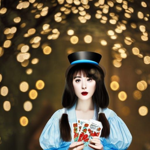 Realistic Alice in Wonderland Scene with Cards