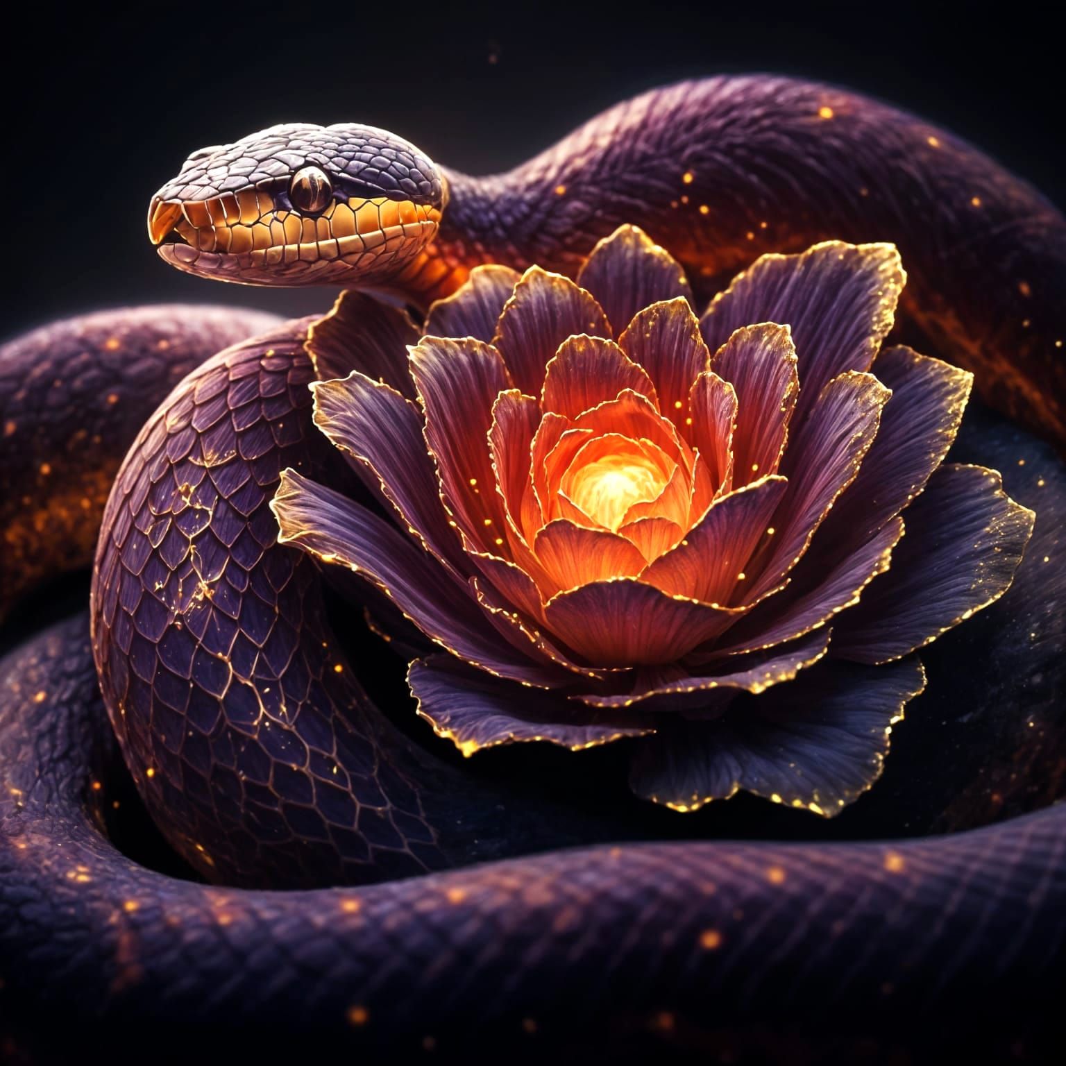 Floral Serpent: A Hyper-Realistic Flower Painting