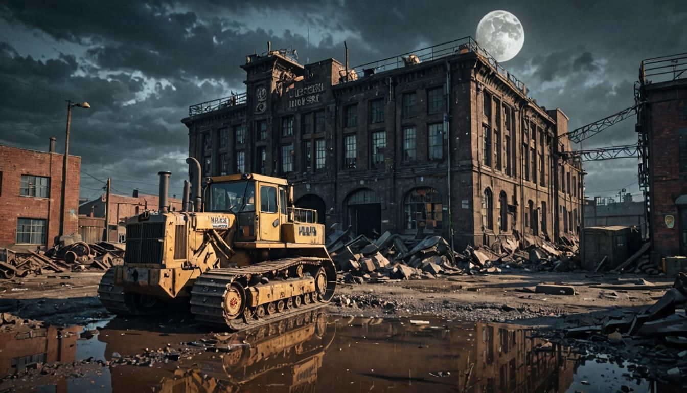 Dieselpunk Police Station in Ruined Industrial Wasteland