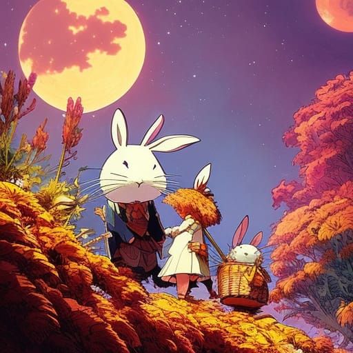 Rabbit's Garden Stroll: A 3D Pop Art Animation