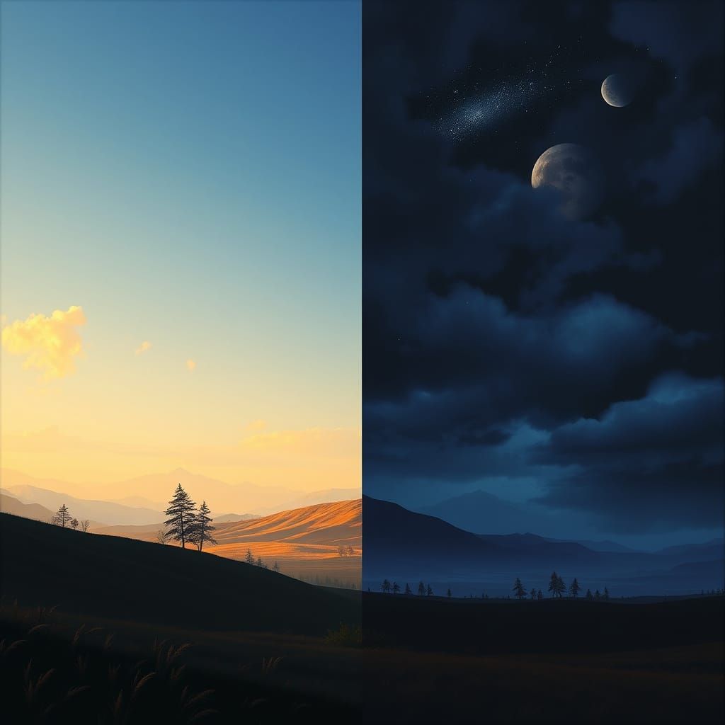 Day and Night Landscape Art