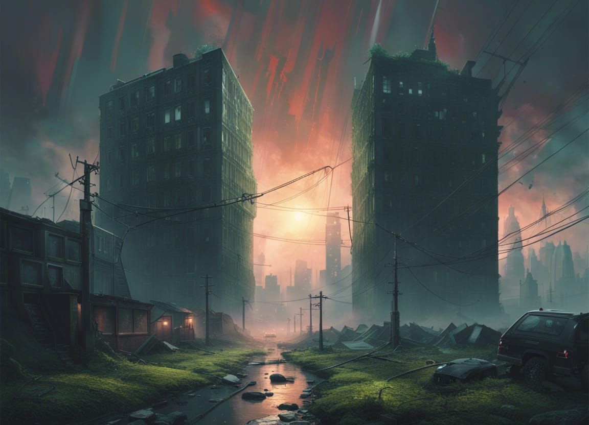Dystopian London: Apocalyptic Cityscape with Moss