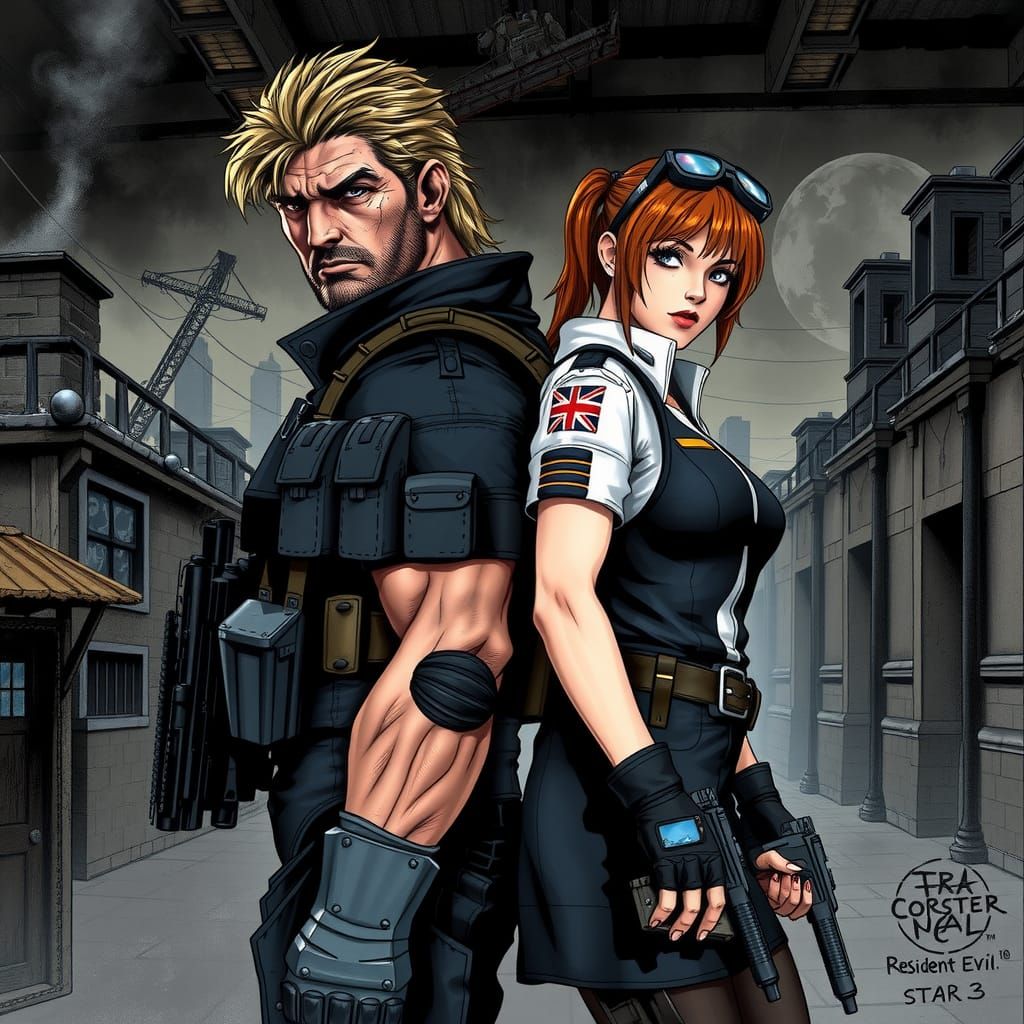 Solid Snake and Jill Valentine: Cyberpunk Survival
