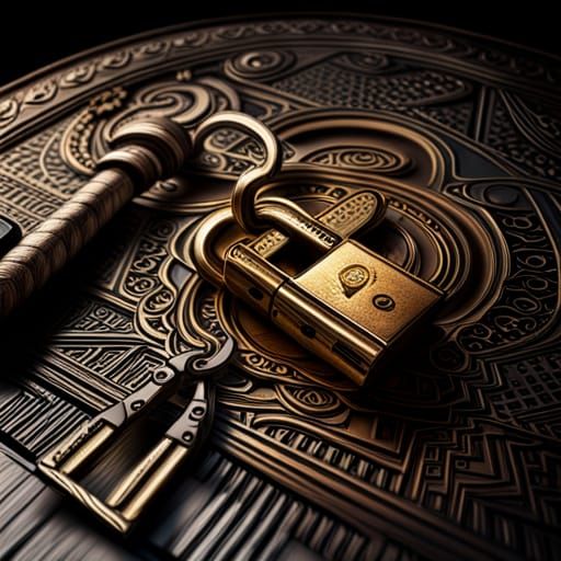 Intricate Lock and Key in Hyperrealistic Style