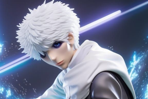 Electric Ninja in Battle Pose: Anime Concept Art