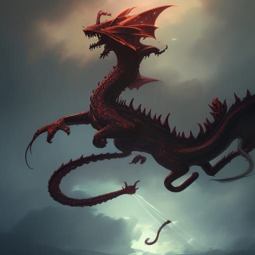 Cat Dragon in Dark Fantasy Style