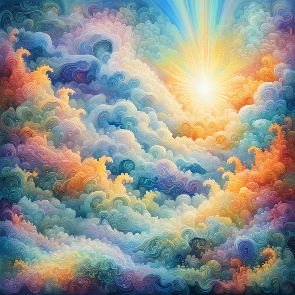 Divine Sunshine Breaks Through Ethereal Clouds