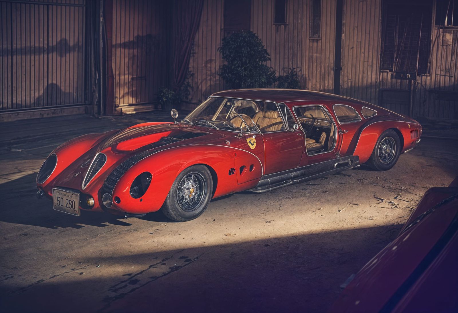 Retro-Styled Ferrari 250 GTO Limousine in a Vintage Garage