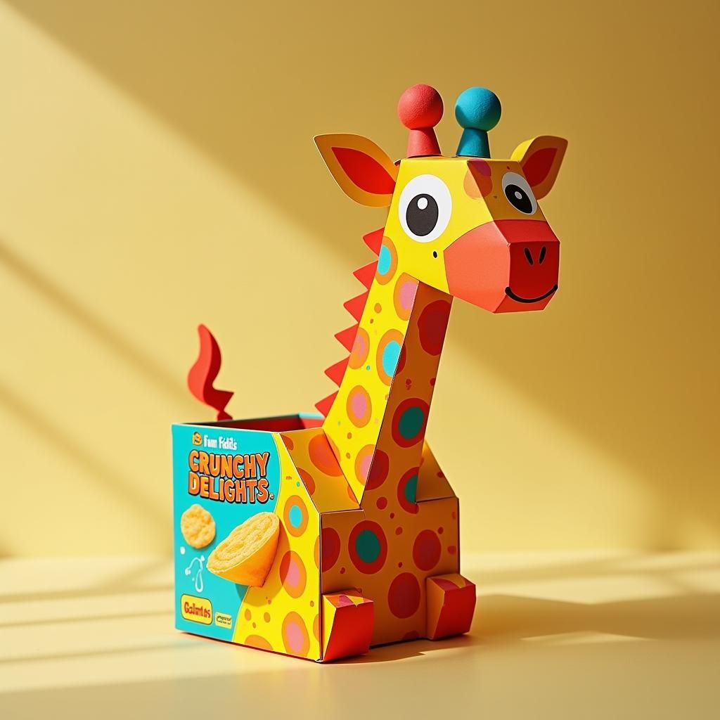 Whimsical Snack Box Unfolds into 3D Giraffe