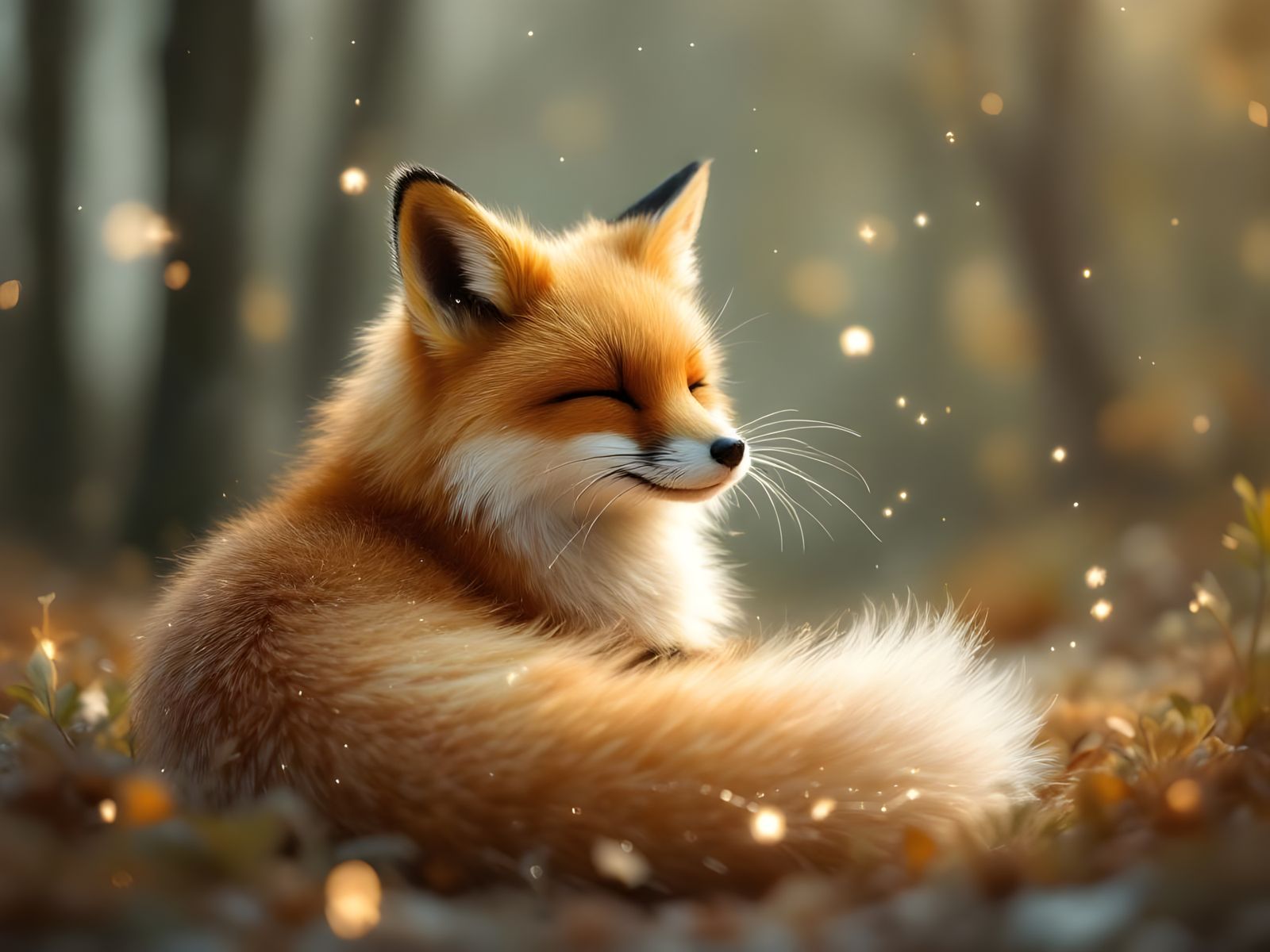 Ethereal Fox in Dreamy Forest: Digital Fantasy Art