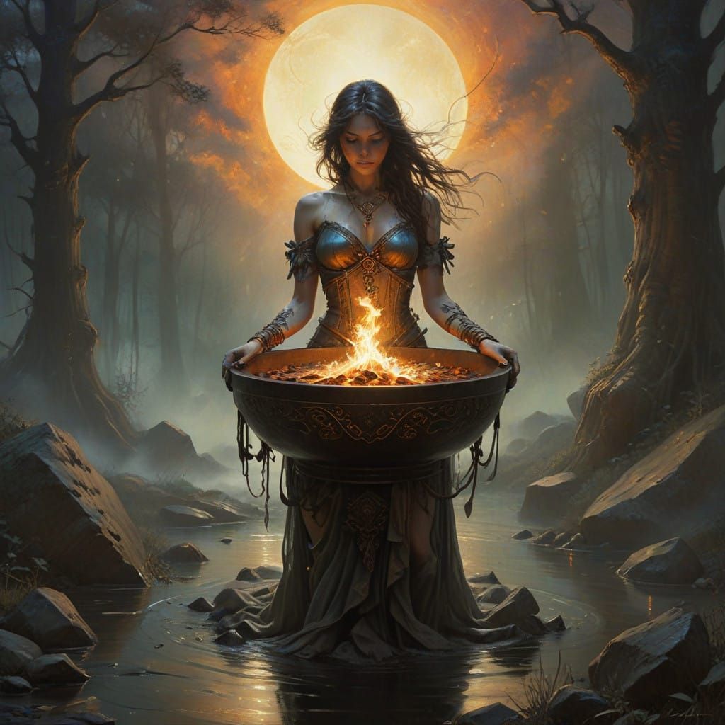 Mystical Ritual Unfolds with Radiant Blessing and Expectant...